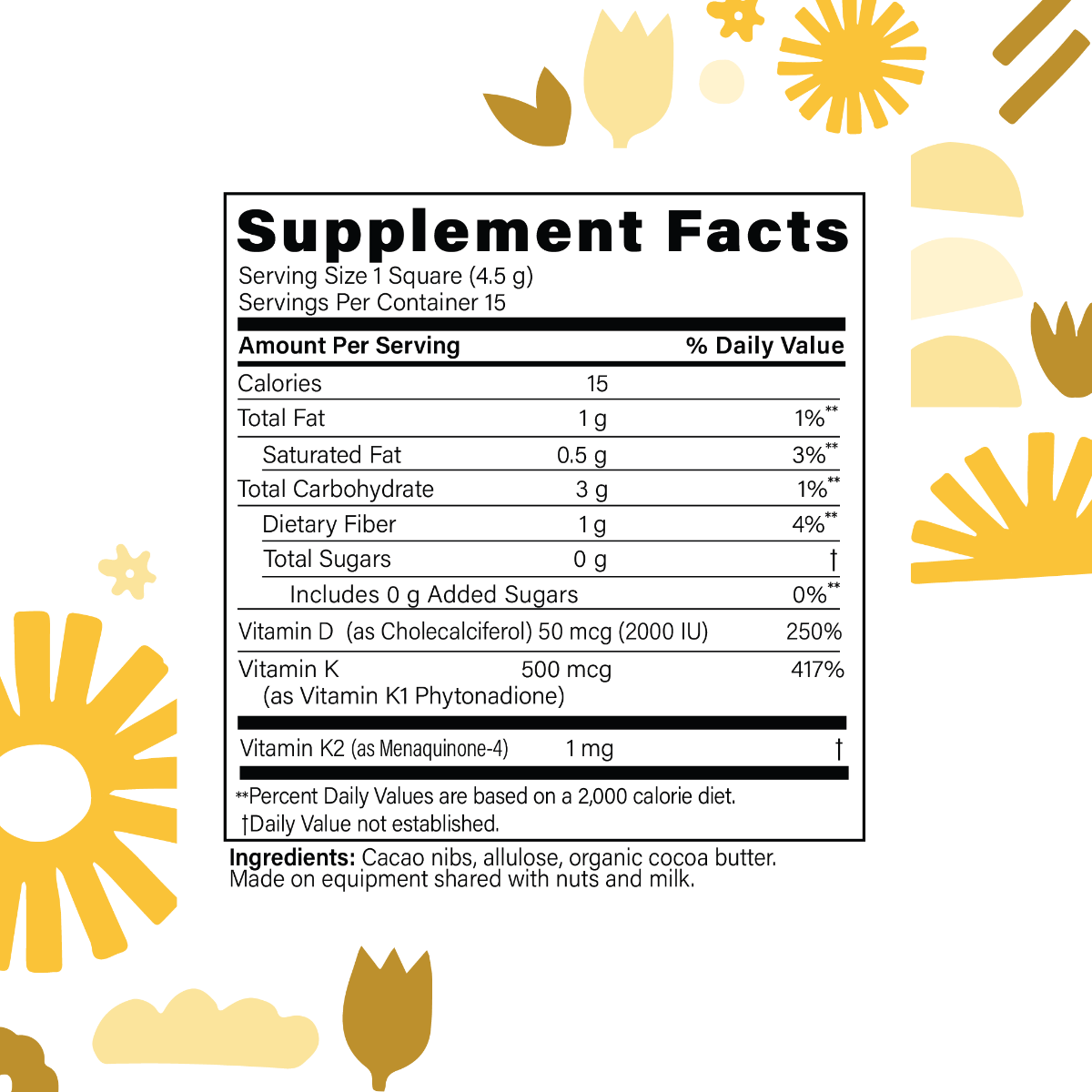 Fx Chocolate Sunshine- Vitamin D & K Dark Chocolate Supplement